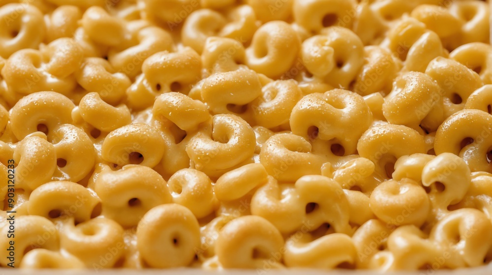 Golden macaroni dreams, a close-up view of creamy pasta Golden macaroni dreams, a close-up view of creamy pasta