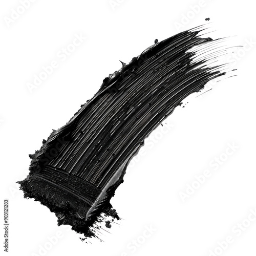 Black mascara texture brush. Isolated on transparent background.