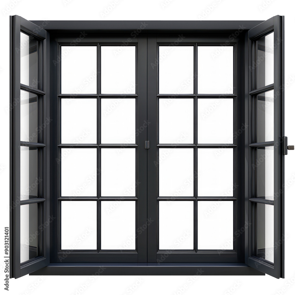 Black metallic window. Isolated on transparent background. Black metallic window. Isolated on transparent background.