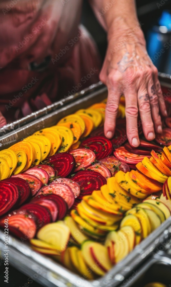 Obraz premium Colorful vegetables sliced and ready for cooking. AI.