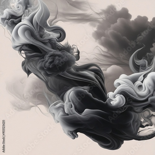 Abstract black and grey smoke g a soft cloudy on white background png. photo