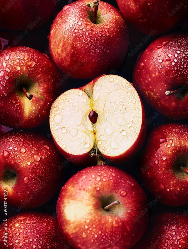 many apples with water drops many apples with water drops