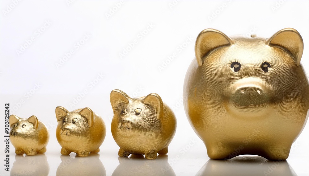 Pig piggy bank of different sizes meaning increase in wealth Pig piggy bank of different sizes meaning increase in wealth