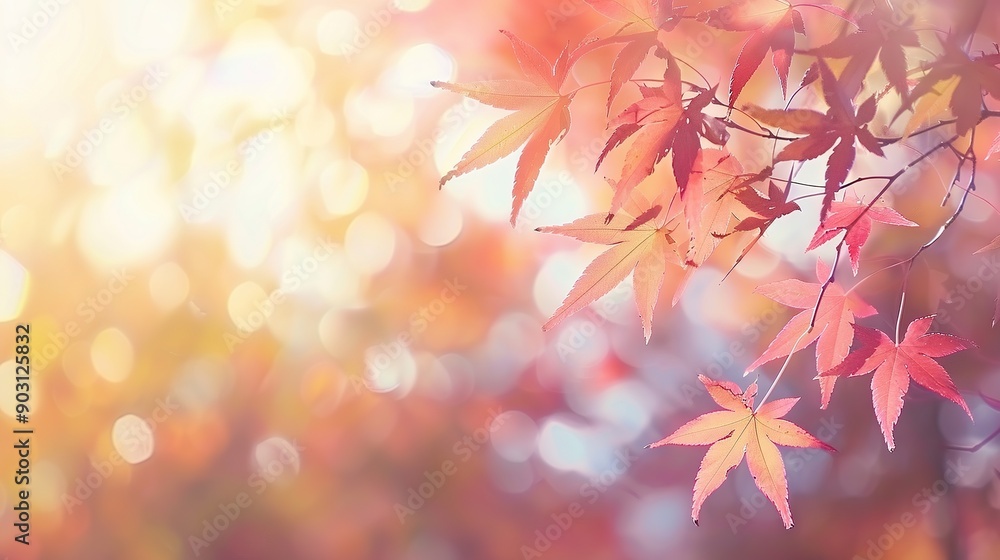Autumn leaves with colorful bokeh background Autumn leaves with colorful bokeh background