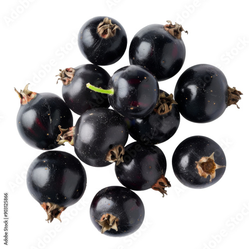 Blackcurrant berries. Isolated on transparent background.