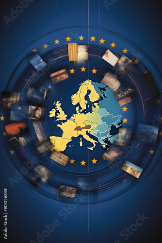 Eurozone Representation: Economic Connectivity Between the 19 Euro-using Countries photo