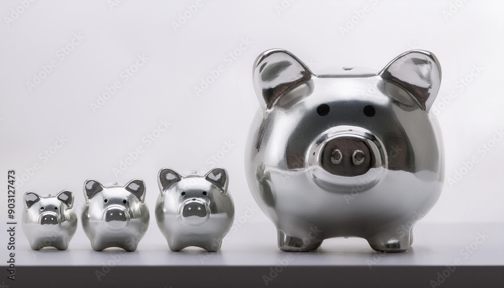 Pig piggy bank of different sizes meaning increase in wealth Pig piggy bank of different sizes meaning increase in wealth