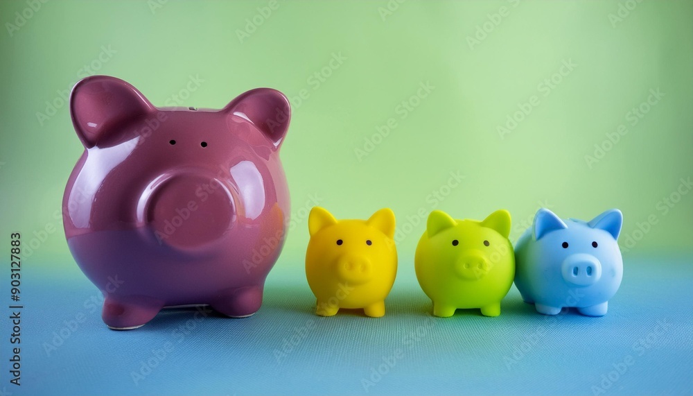 Pig piggy bank of different sizes meaning increase in wealth Pig piggy bank of different sizes meaning increase in wealth