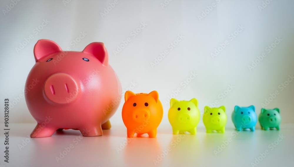 Pig piggy bank of different sizes meaning increase in wealth Pig piggy bank of different sizes meaning increase in wealth