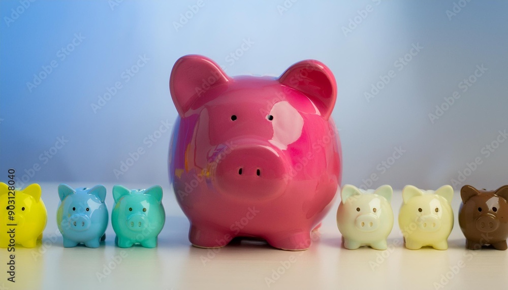 Pig piggy bank of different sizes meaning increase in wealth Pig piggy bank of different sizes meaning increase in wealth