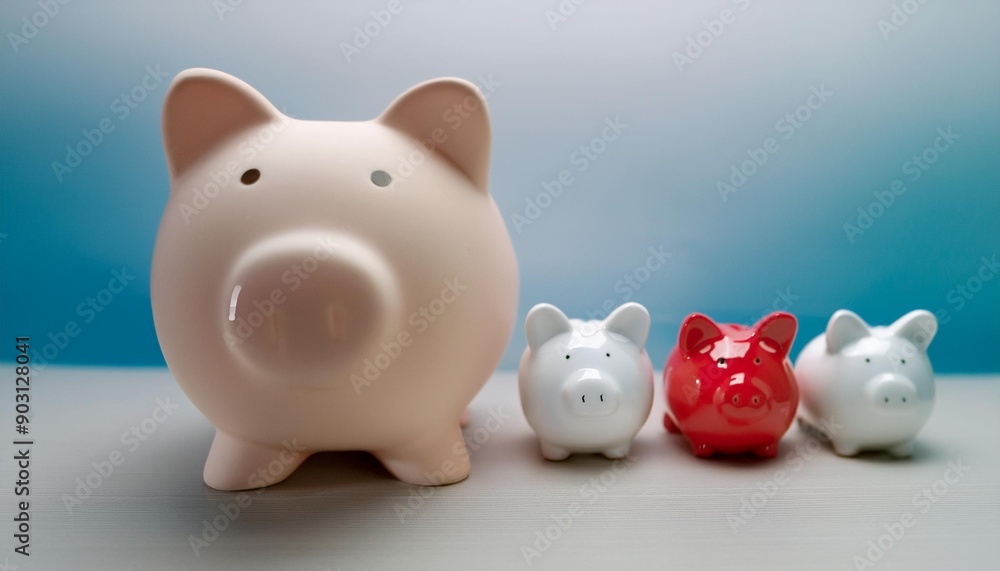 Pig piggy bank of different sizes meaning increase in wealth Pig piggy bank of different sizes meaning increase in wealth