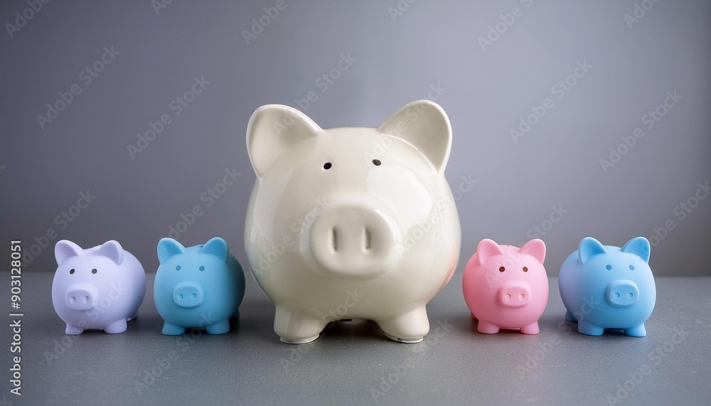 Pig piggy bank of different sizes meaning increase in wealth Pig piggy bank of different sizes meaning increase in wealth