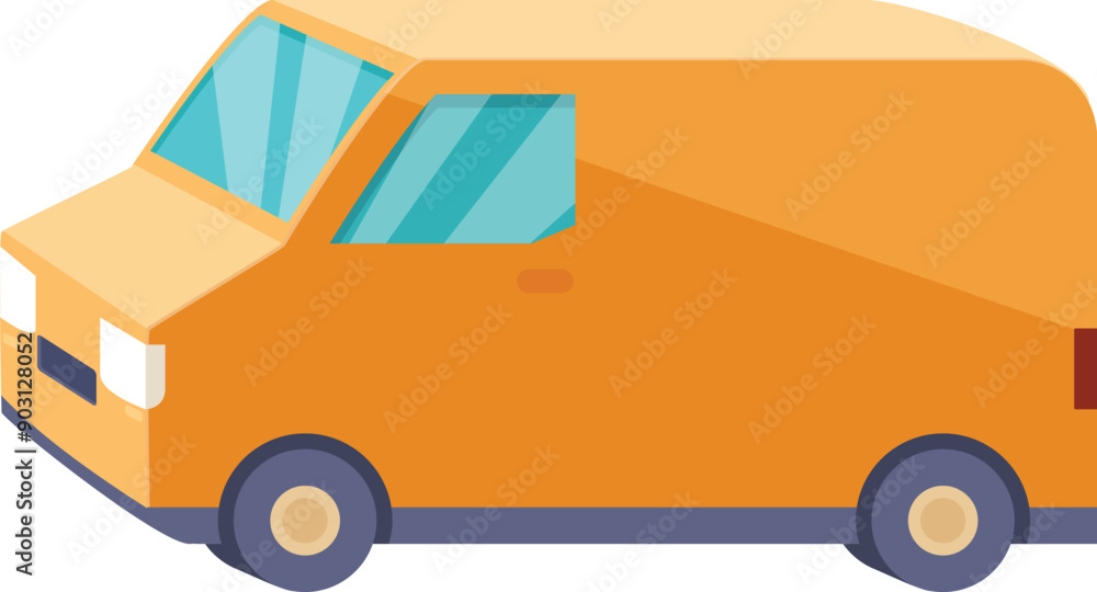 Simple yellow delivery van is parking, ready to deliver packages Simple yellow delivery van is parking, ready to deliver packages
