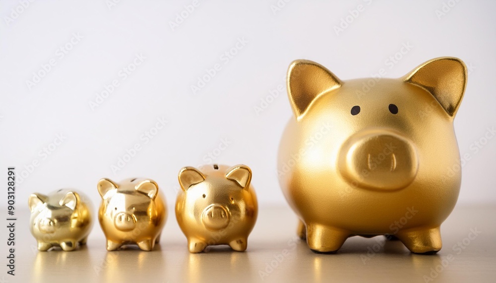 Pig piggy bank of different sizes meaning increase in wealth Pig piggy bank of different sizes meaning increase in wealth