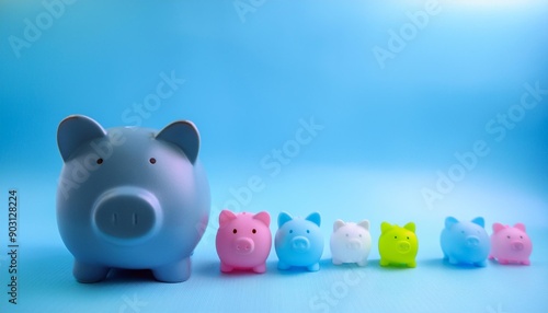 Pig piggy bank of different sizes meaning increase in wealth