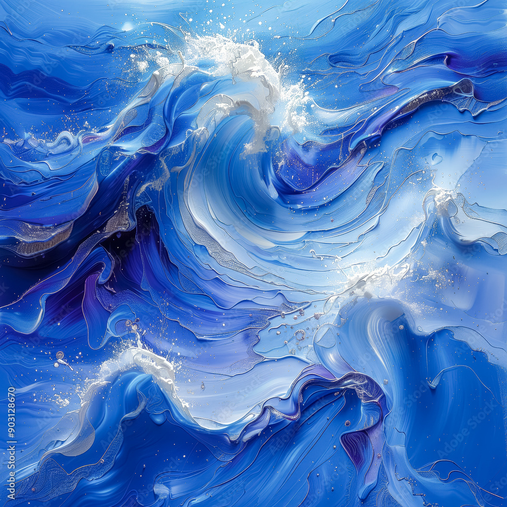 A wave with blue and white colors A wave with blue and white colors