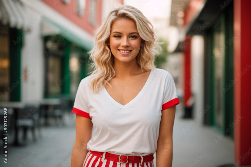 mujer sonriente ropa casual de verano mujer sonriente ropa casual de verano
