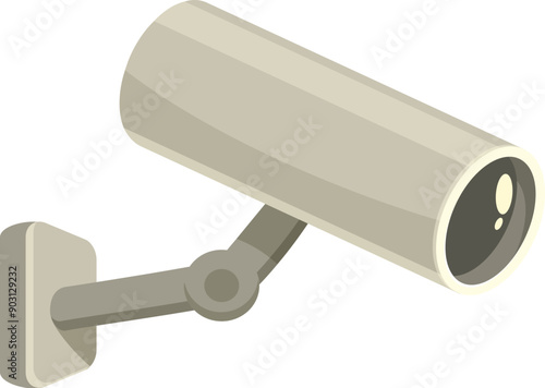 Security camera mounted on a wall, actively monitoring the surrounding environment