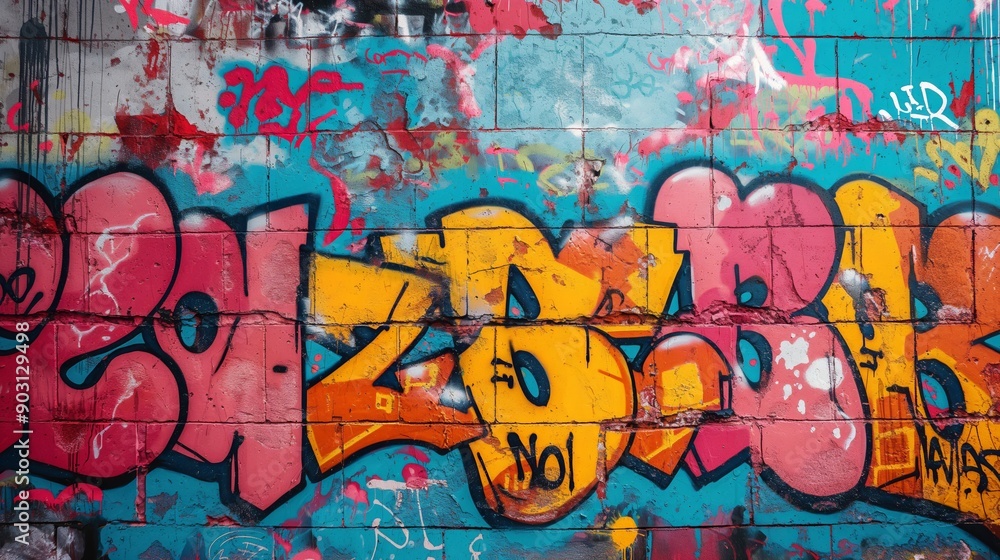 Gritty urban graffiti wall, perfect for themes of street culture and vibrant city life. Gritty urban graffiti wall, perfect for themes of street culture and vibrant city life.