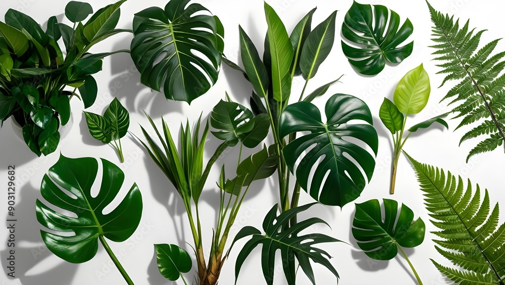 Tropical Plants Collection on White Background Tropical Plants Collection on White Background