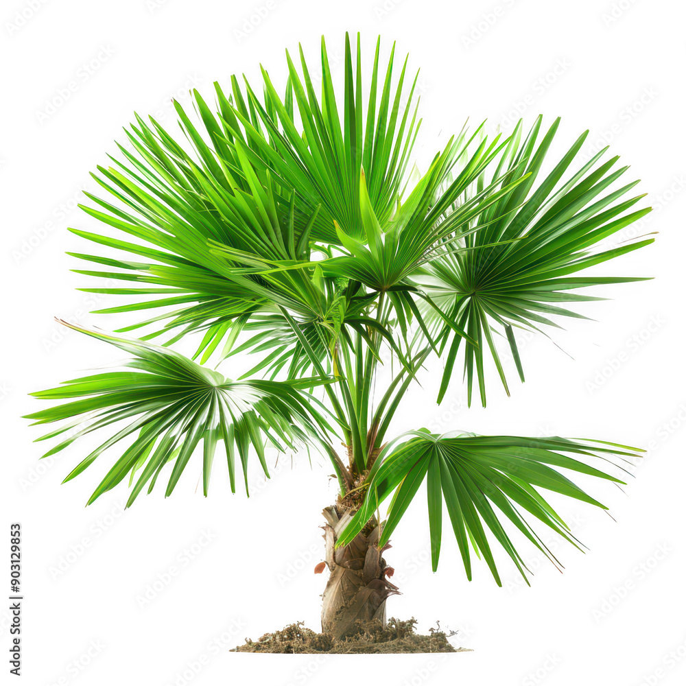 Lush Green Tropical Palm Tree in a Sunlit Forest with Spiky Leaves Lush Green Tropical Palm Tree in a Sunlit Forest with Spiky Leaves