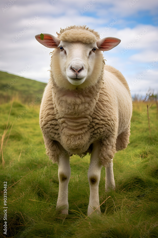 Captivating Portrait of a Grazing Ewe Basking in the Serene Grandeur of the Countryside Captivating Portrait of a Grazing Ewe Basking in the Serene Grandeur of the Countryside