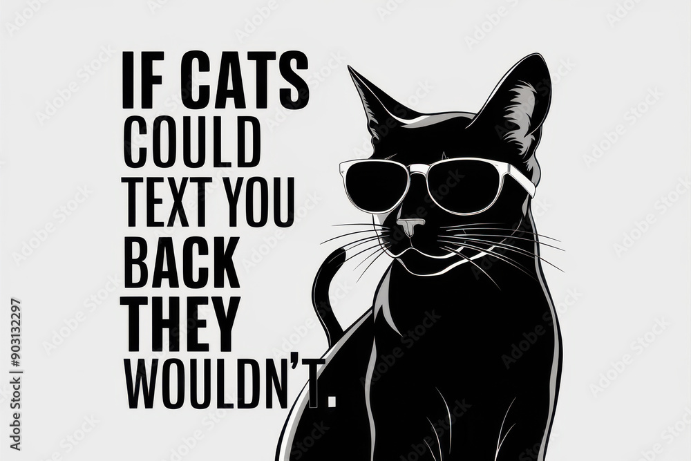 Funny Cool Cat in Sunglasses with Text Quote - Humorous Animal Illustration Funny Cool Cat in Sunglasses with Text Quote - Humorous Animal Illustration