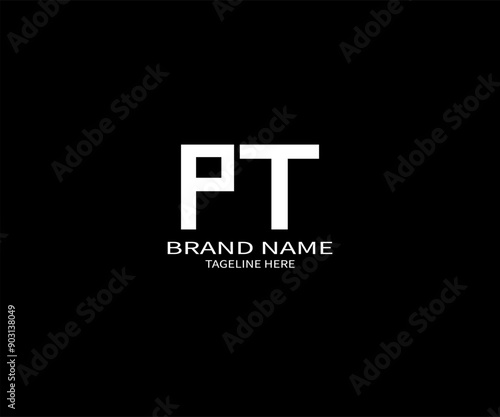 PT letter logo creative design. PT unique design. PT letter logo design on black background