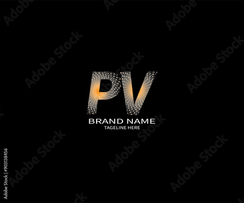 PV letter logo creative design. PV unique design. PV letter logo design on black background