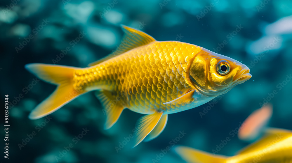 Naklejka premium closeup of fish in a clean, well-maintained tank, showing vibrant scales and clear water 