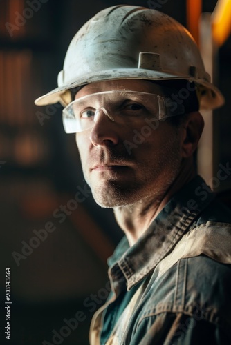 A factory worker wearing a hard hat Generative AI