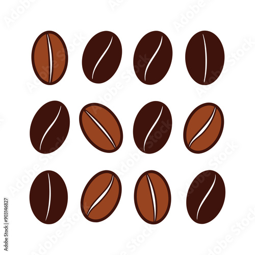 Piles of Coffee Beans Vector Illustration.
