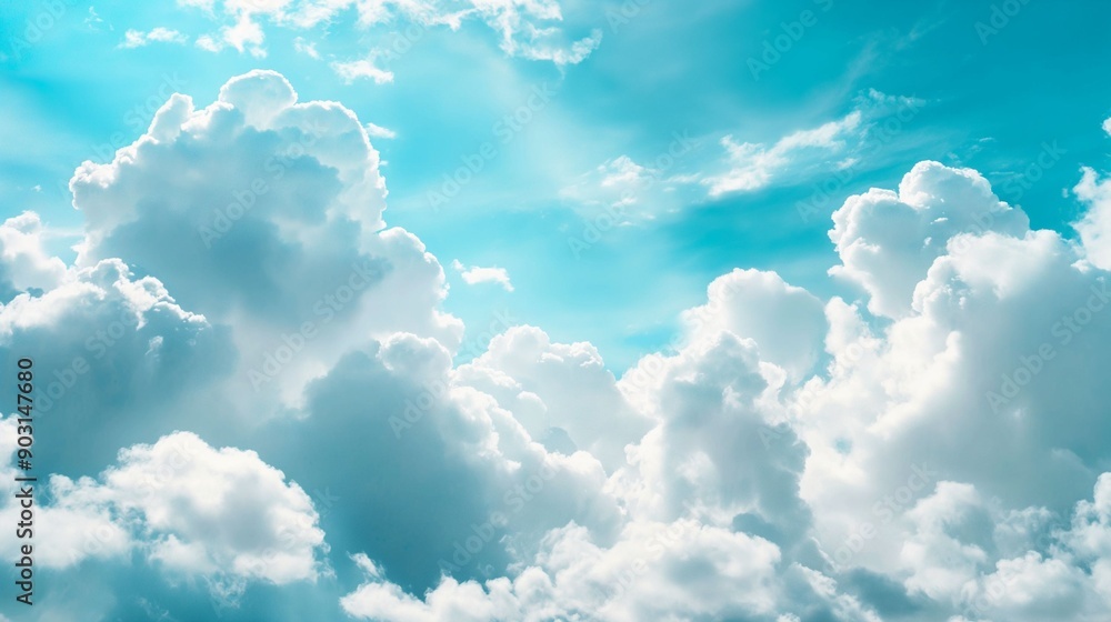 Fluffy white clouds against a bright blue sky. Fluffy white clouds against a bright blue sky.