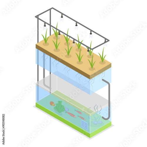3D Isometric Flat Vector Illustration of Hydroponics, Aeroponics And Aquaponics In Greenhouse, Agriculture Methods for Crop Cultivation. Item 1