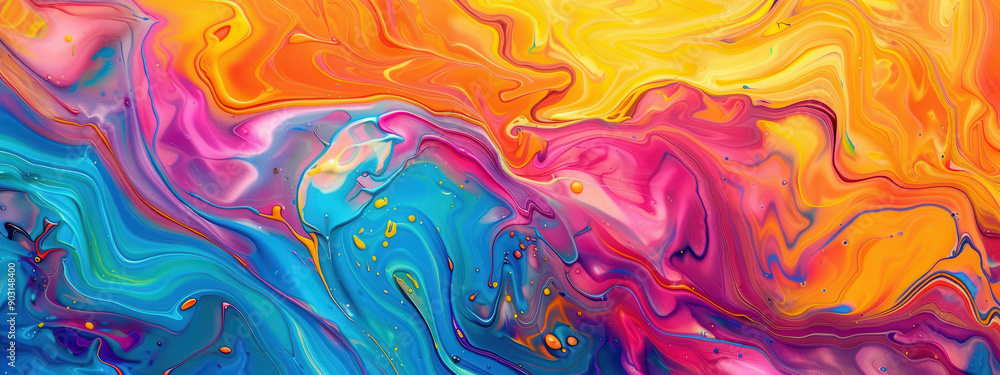 Vibrant and colorful abstract background with swirling patterns of bright colors like orange, pink, blue, yellow, and purple Vibrant and colorful abstract background with swirling patterns of bright colors like orange, pink, blue, yellow, and purple