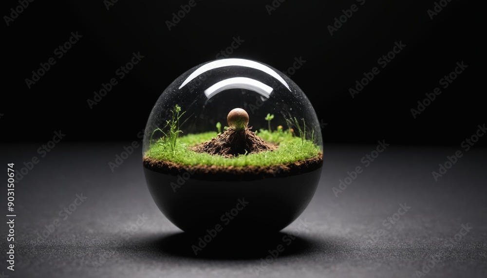 A miniature world enclosed in a glass sphere A miniature world enclosed in a glass sphere