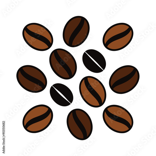 Piles of Coffee Beans Vector Illustration.