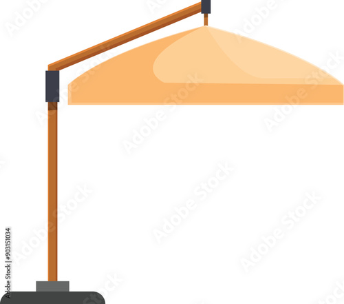Street cafe parasol with wooden pole providing shade on a hot sunny day