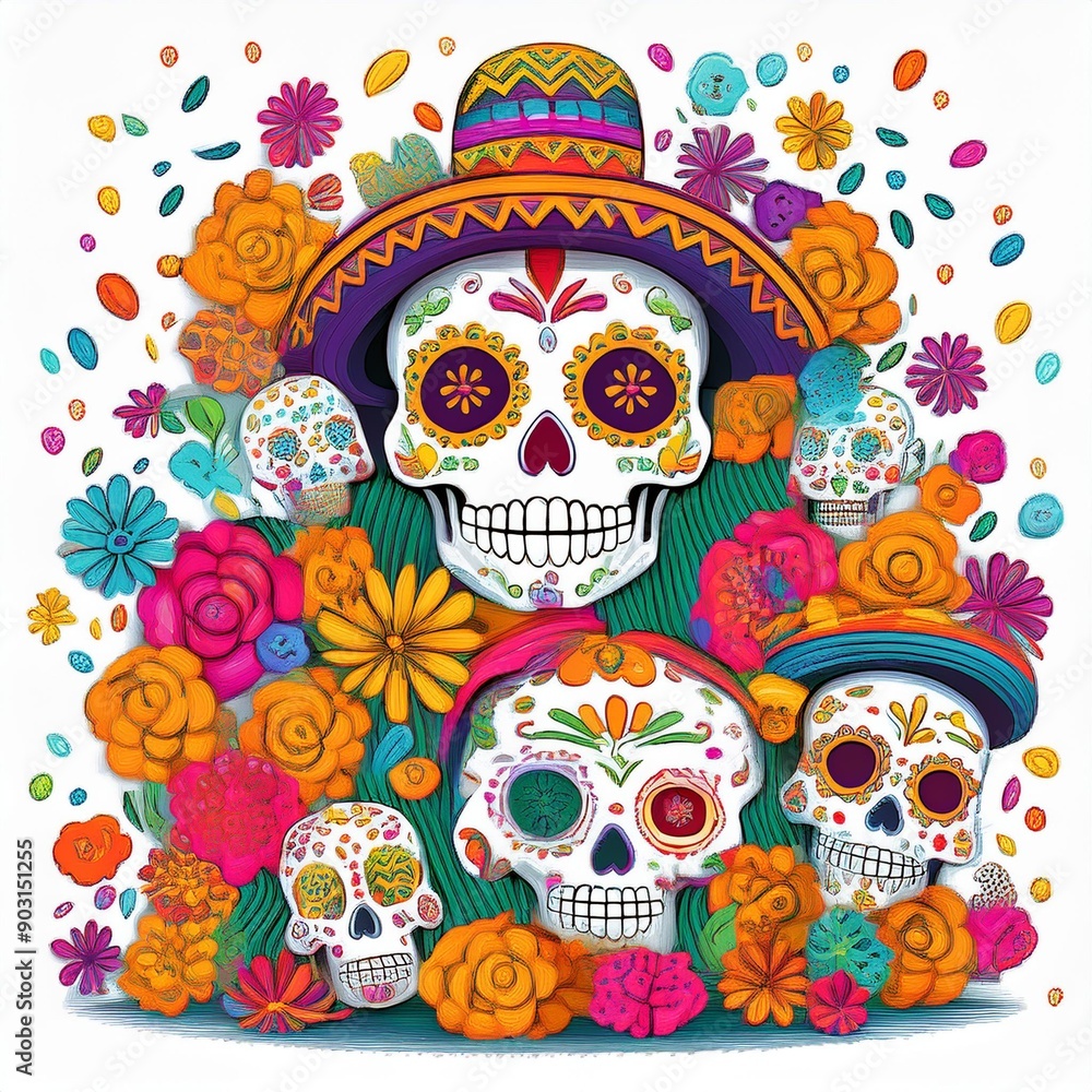 The day of the Dead clipart, isolated vector illustration. The day of the Dead clipart, isolated vector illustration.