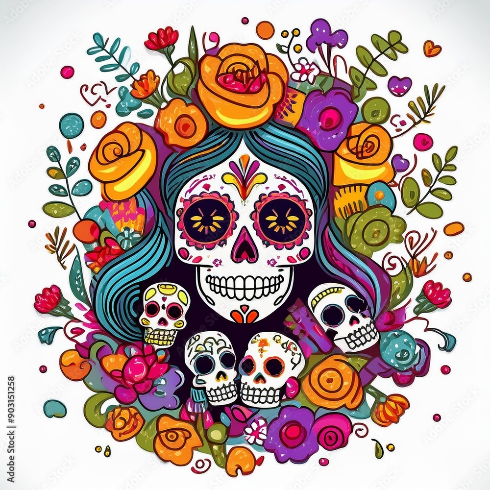 Obraz premium The day of the Dead clipart, isolated vector illustration.