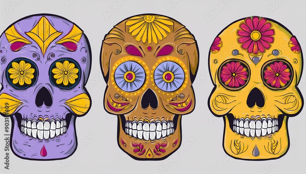 The day of the Dead clipart, isolated vector illustration. The day of the Dead clipart, isolated vector illustration.
