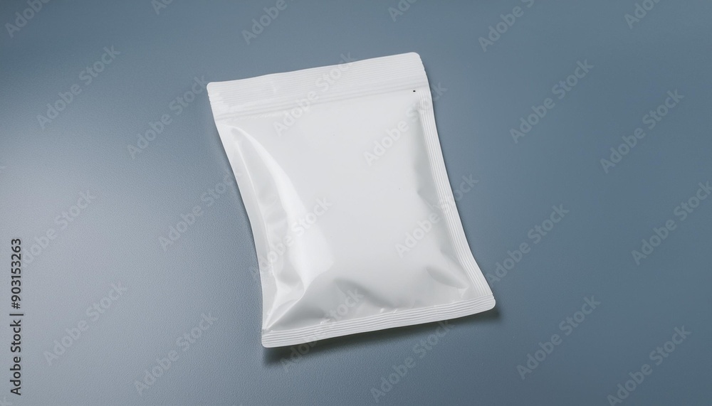 White ziplock packaging bag mockup isolated on grey background White ziplock packaging bag mockup isolated on grey background
