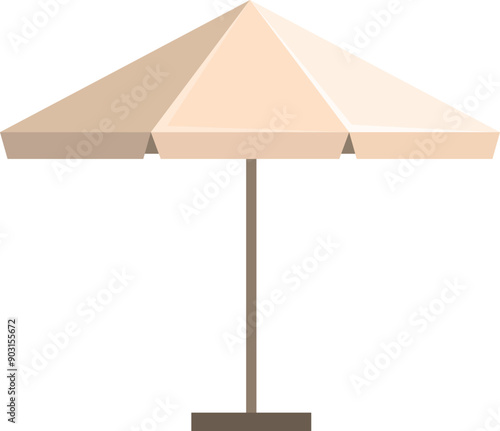 Large beige beach umbrella providing shade on white background
