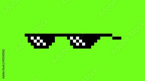 Pixel glasses meme, pixel glasses, glasses animation, green screen video, sunglasses meme, like a boss meme, pixel art, video, fun, glasses icon