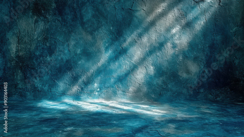 Wallpaper Mural Blue Minimalist Wall in an Empty Room With Light Rays Torontodigital.ca