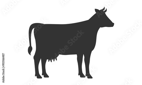 Wallpaper Mural Cow silhouette on white background. Vector illustration. Torontodigital.ca