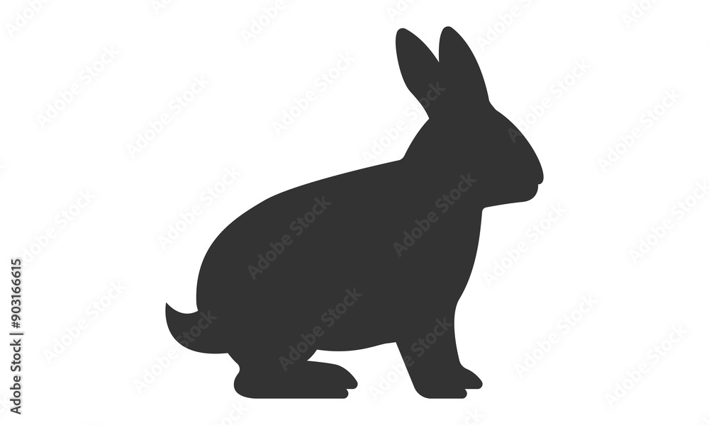 Fototapeta premium Rabbit silhouette on white background. Vector illustration.