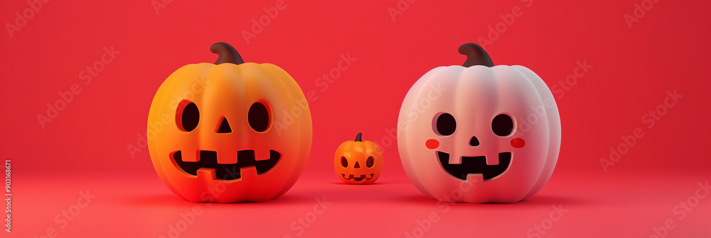 Obraz premium Halloween simple cute background with space for text, kawaii, happy style