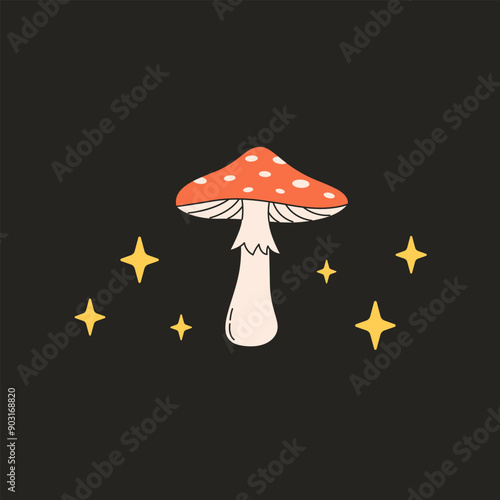 Toadstool mushroom. Vector illustration in flat style
