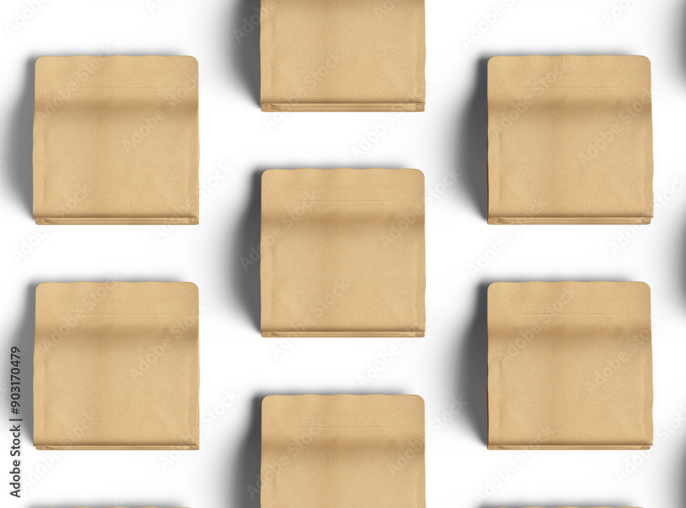 Render of a square paper doy-pack package with zipper on a transparent background Render of a square paper doy-pack package with zipper on a transparent background